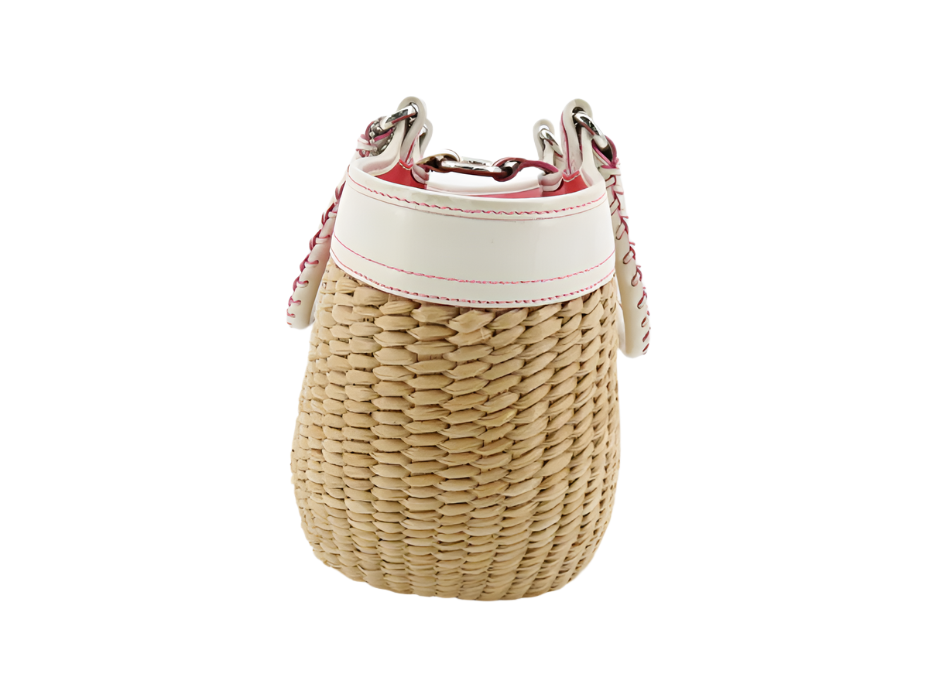 coach pink x ivory basket bag
