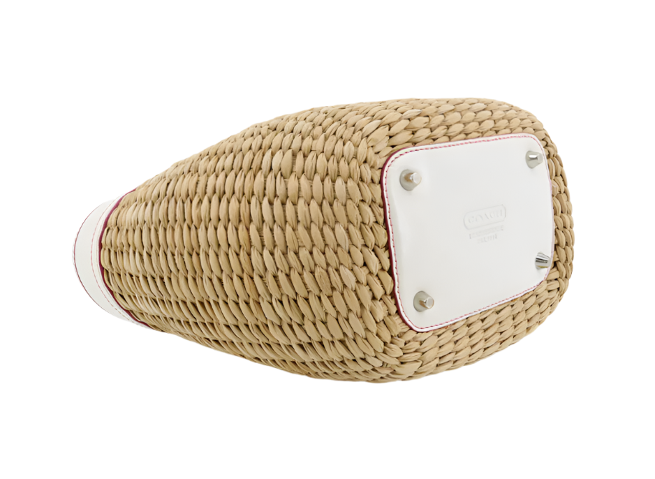 coach pink x ivory basket bag