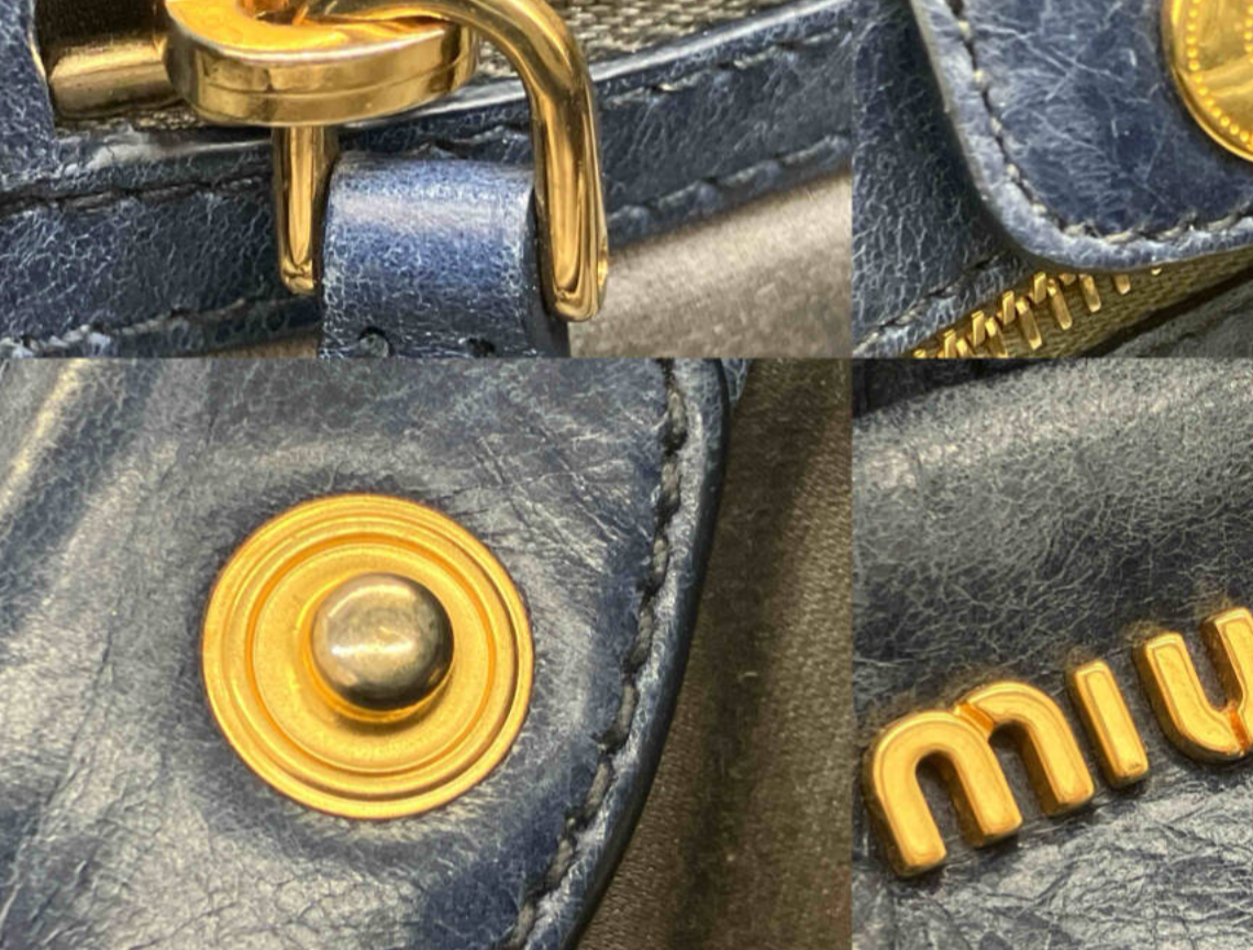 miu miu vitello bag in navy blue