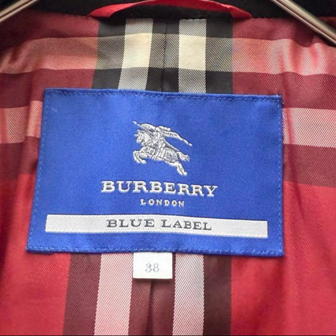 burberry blue label pleated flirty dress coat in black