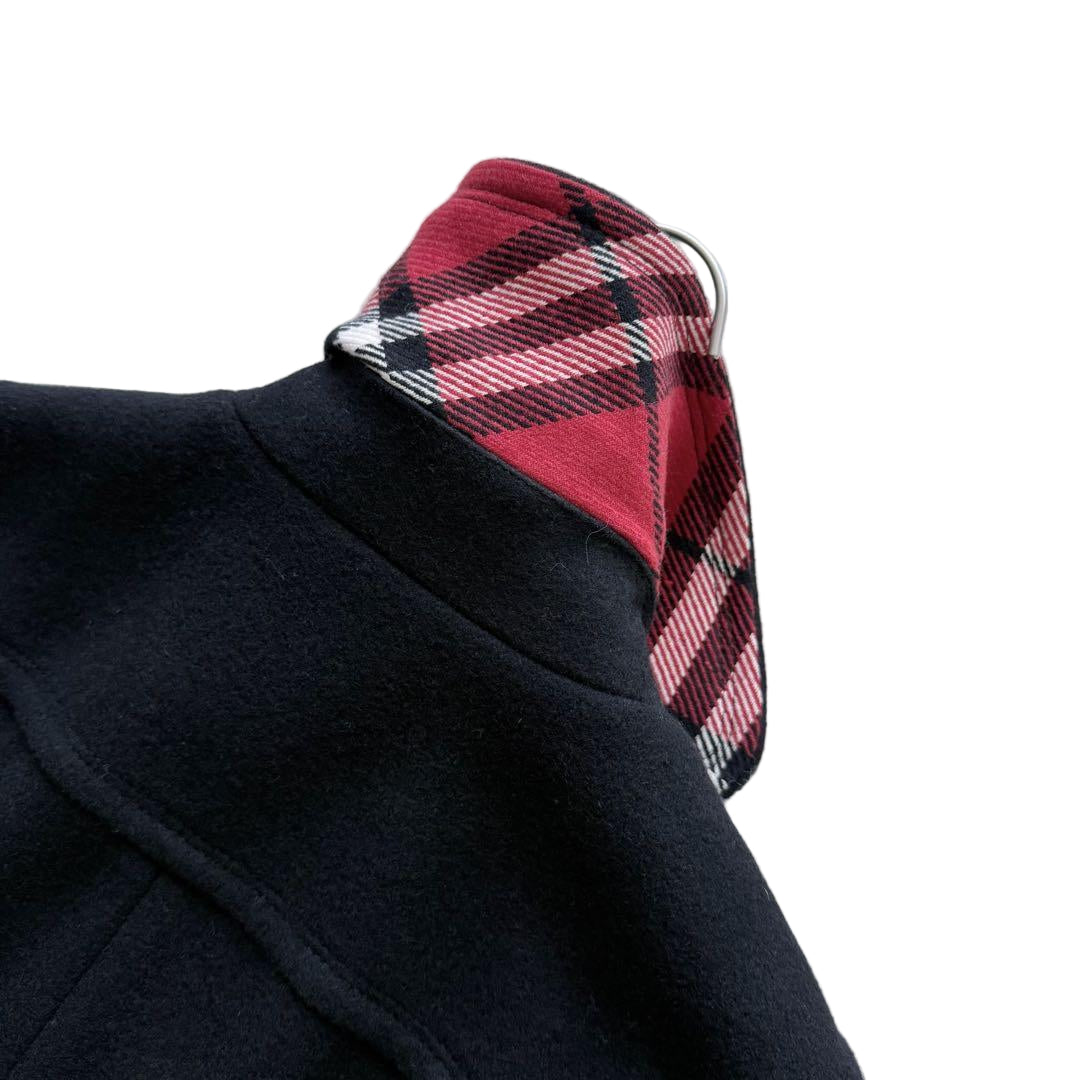 burberry blue label pleated flirty dress coat in black