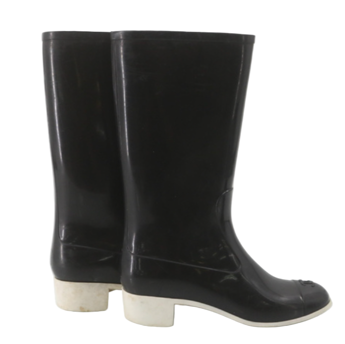 chanel vintage logo rainboots (size 36)