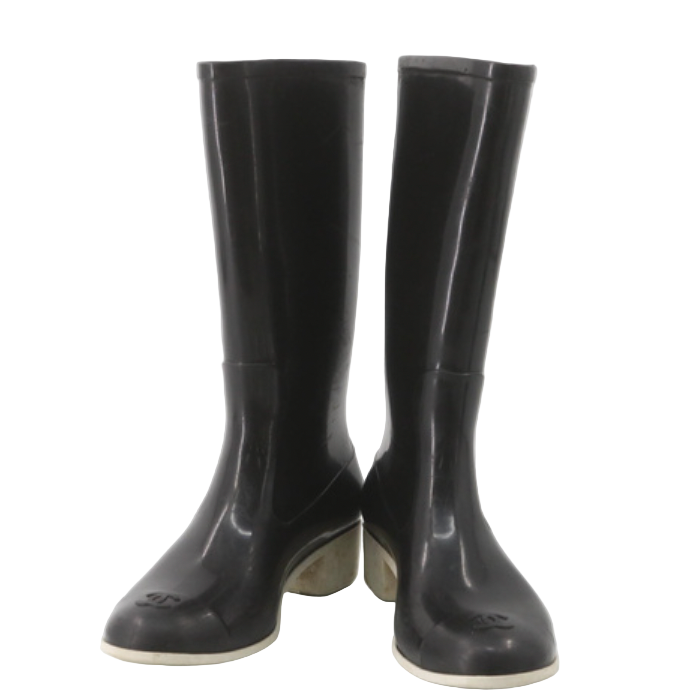 chanel vintage logo rainboots (size 36)