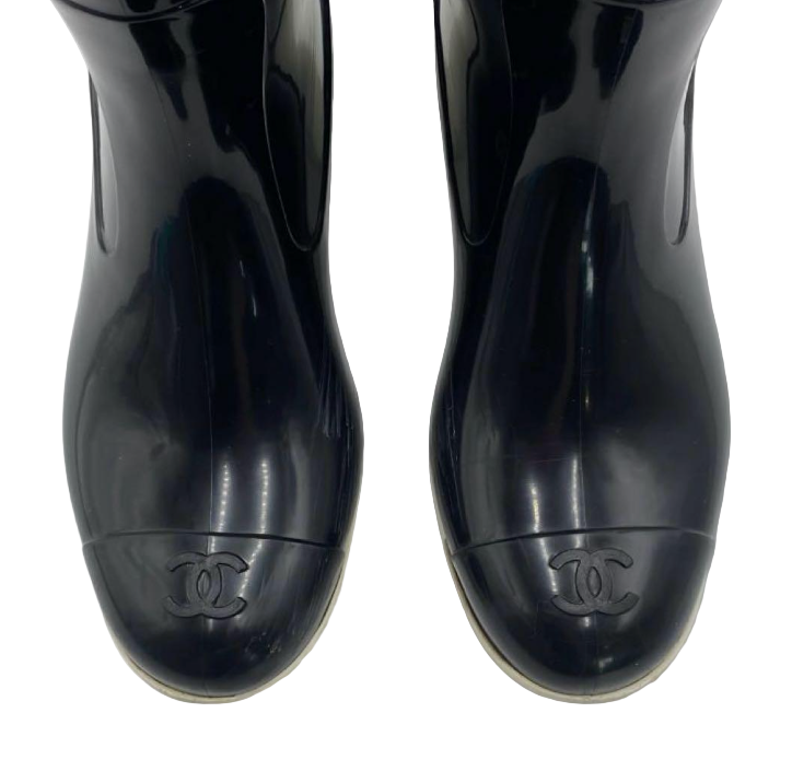 chanel vintage logo rainboots (size 36)
