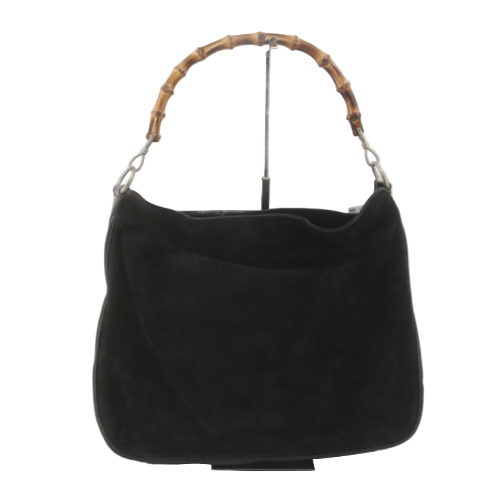 gucci by tom ford 90s bamboo-detail suede shoulder bag