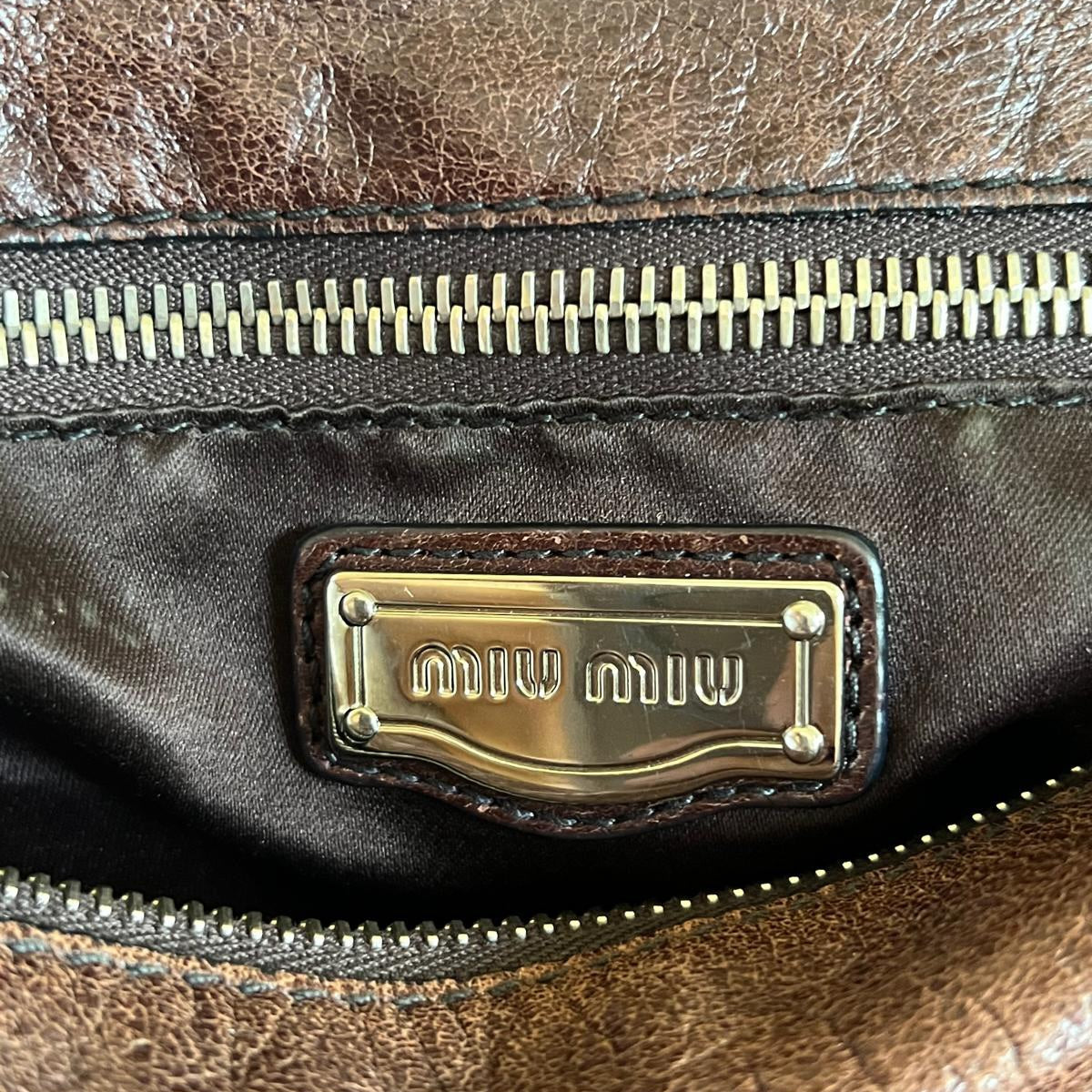 miu miu dark chocolate vitello vintage bow bag