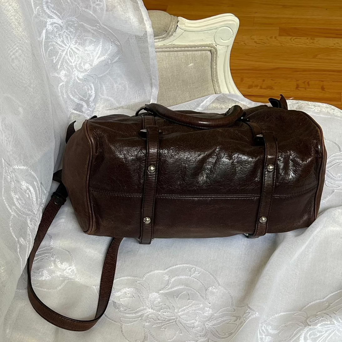 miu miu dark chocolate vitello vintage bow bag