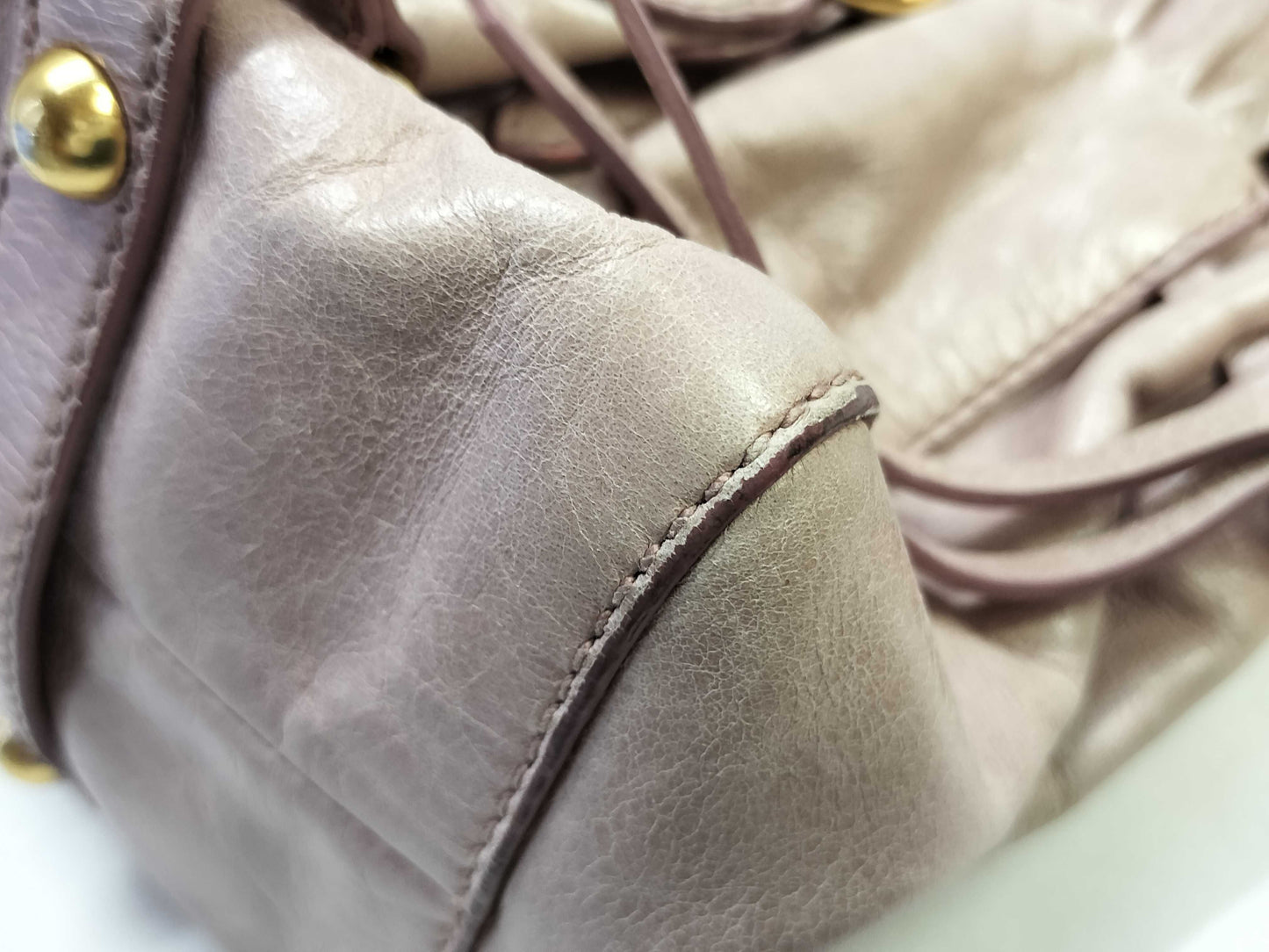 miu miu mini vintage vitello lux bag in pale pink