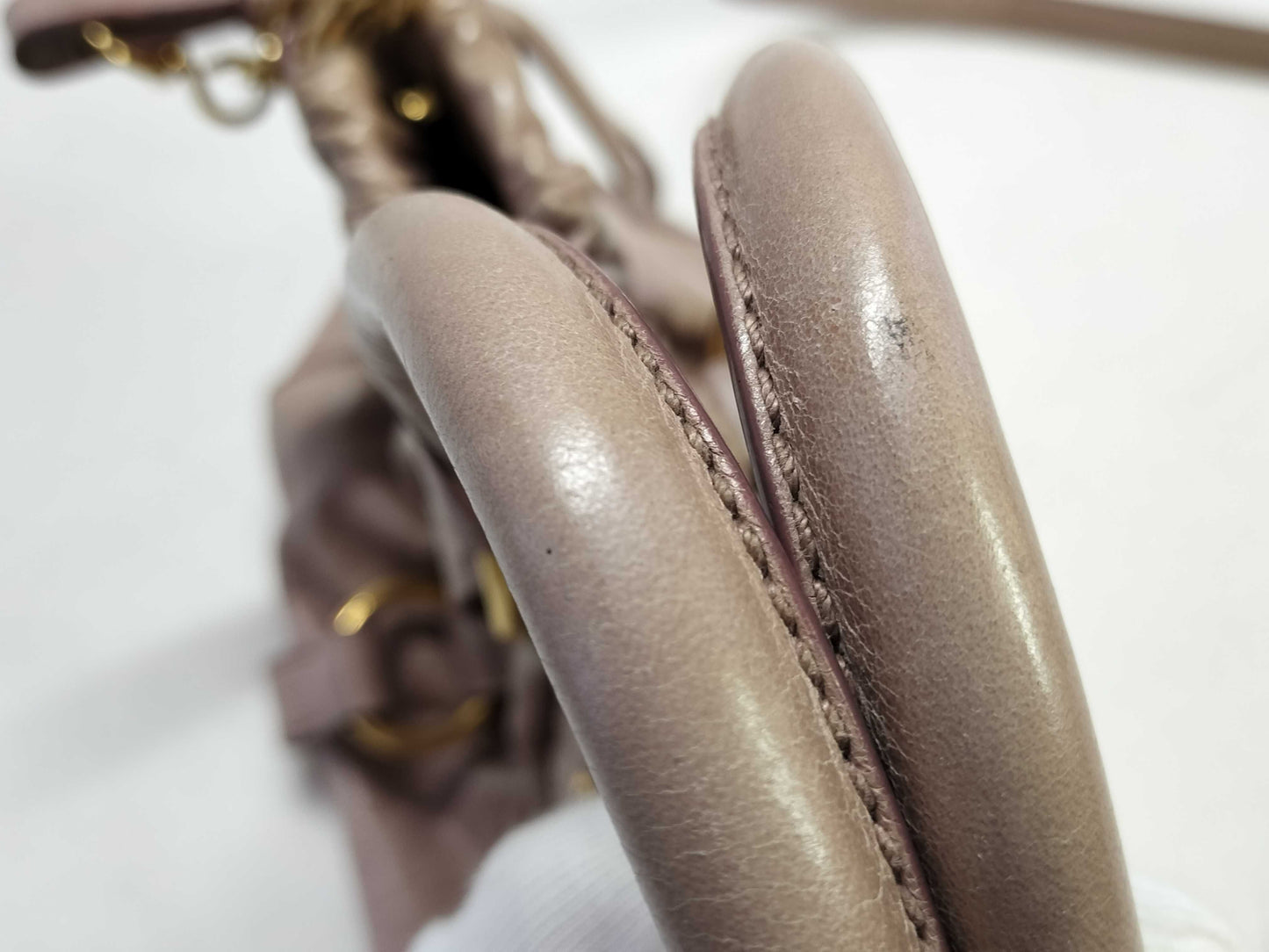 miu miu mini vintage vitello lux bag in pale pink