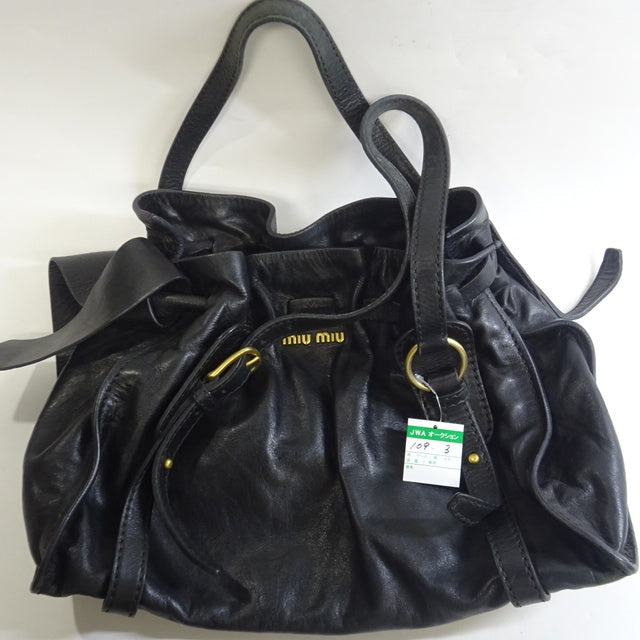 miu miu black ribbon-detail shoulder bag