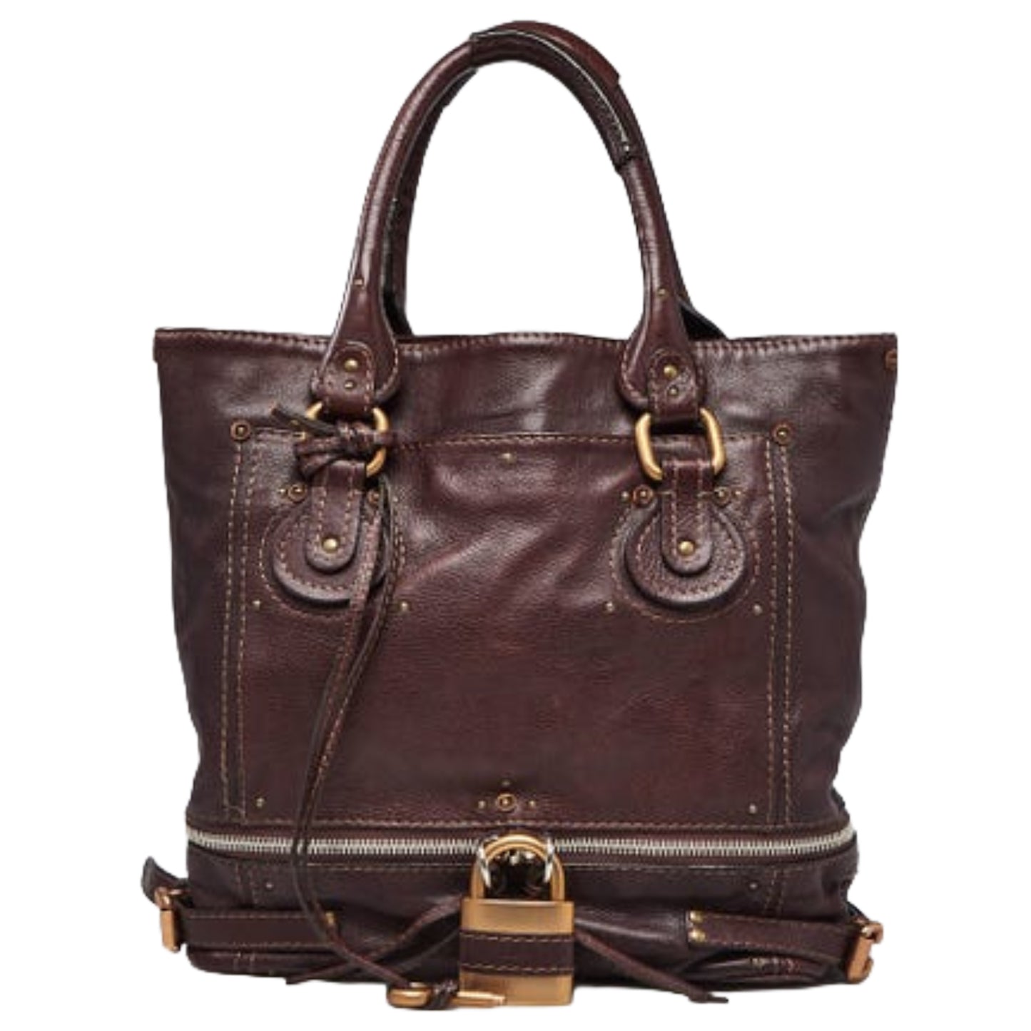 Chloé Chocolate Paddington Tote Bag Bottom Zipper