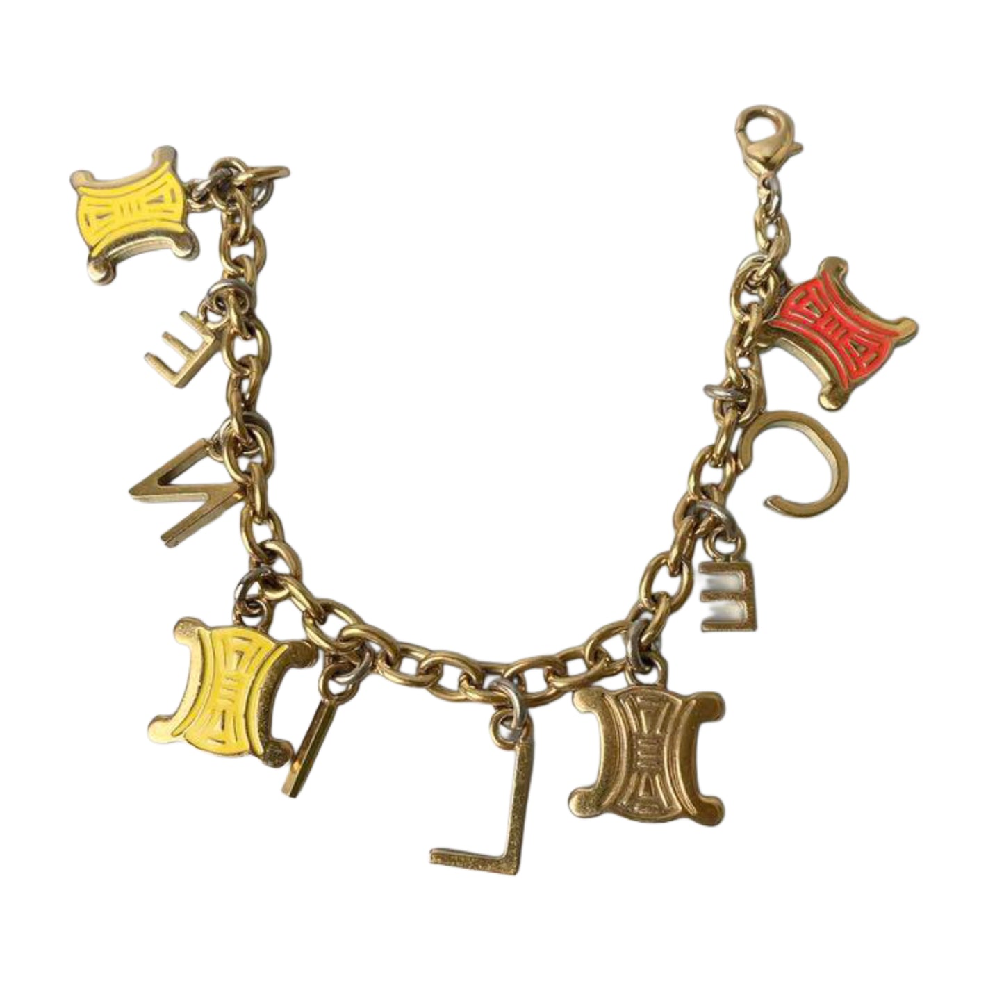 Celine Vintage Stone Charm Bracelet