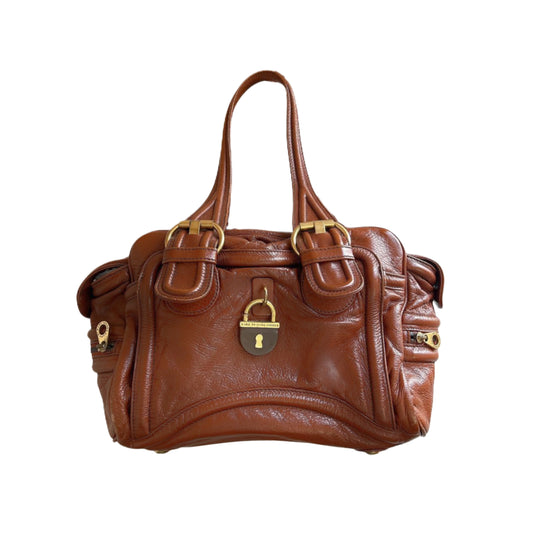marc by marc jacobs brown leather bag with padlock detail