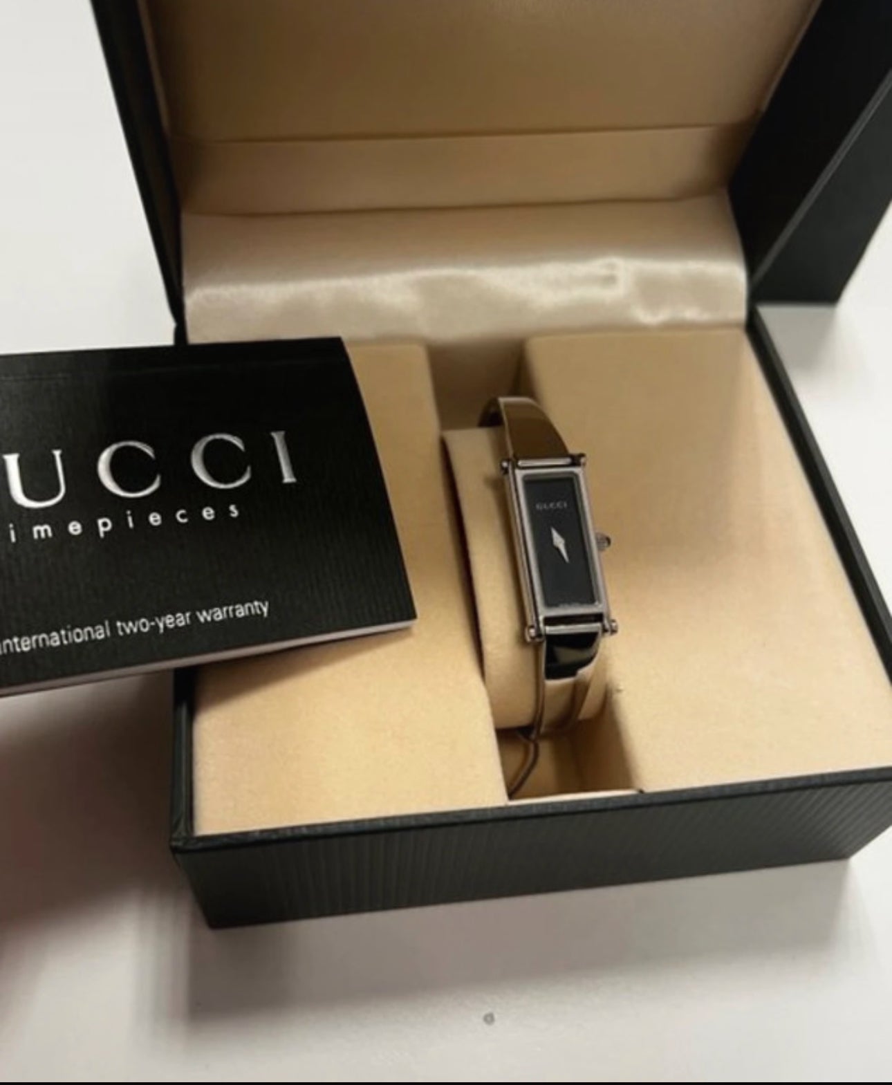 Gucci Classic Black Watch Silver Hardware