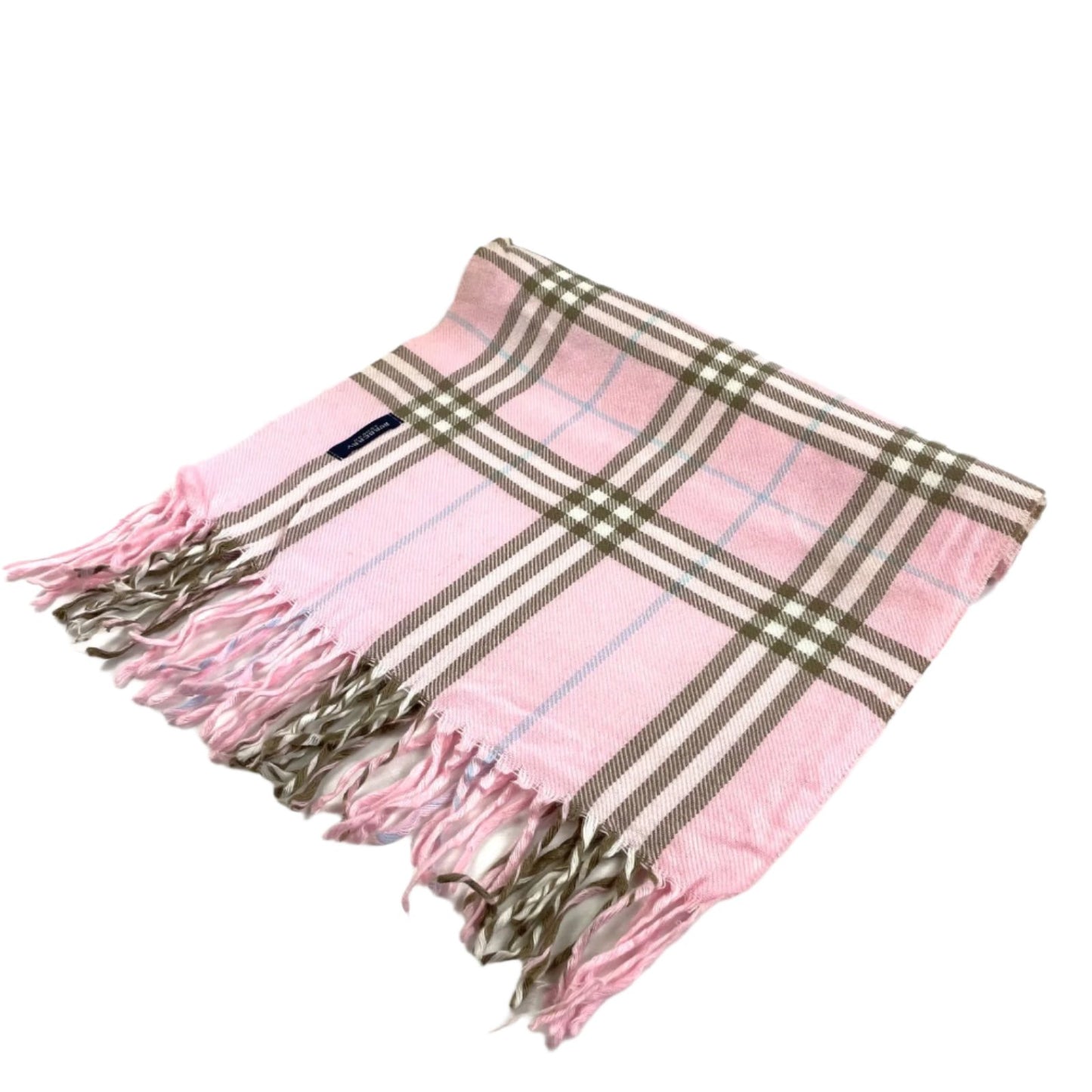 Burberry Pink Girly Classic Plaid Scarf 100% Cashmere