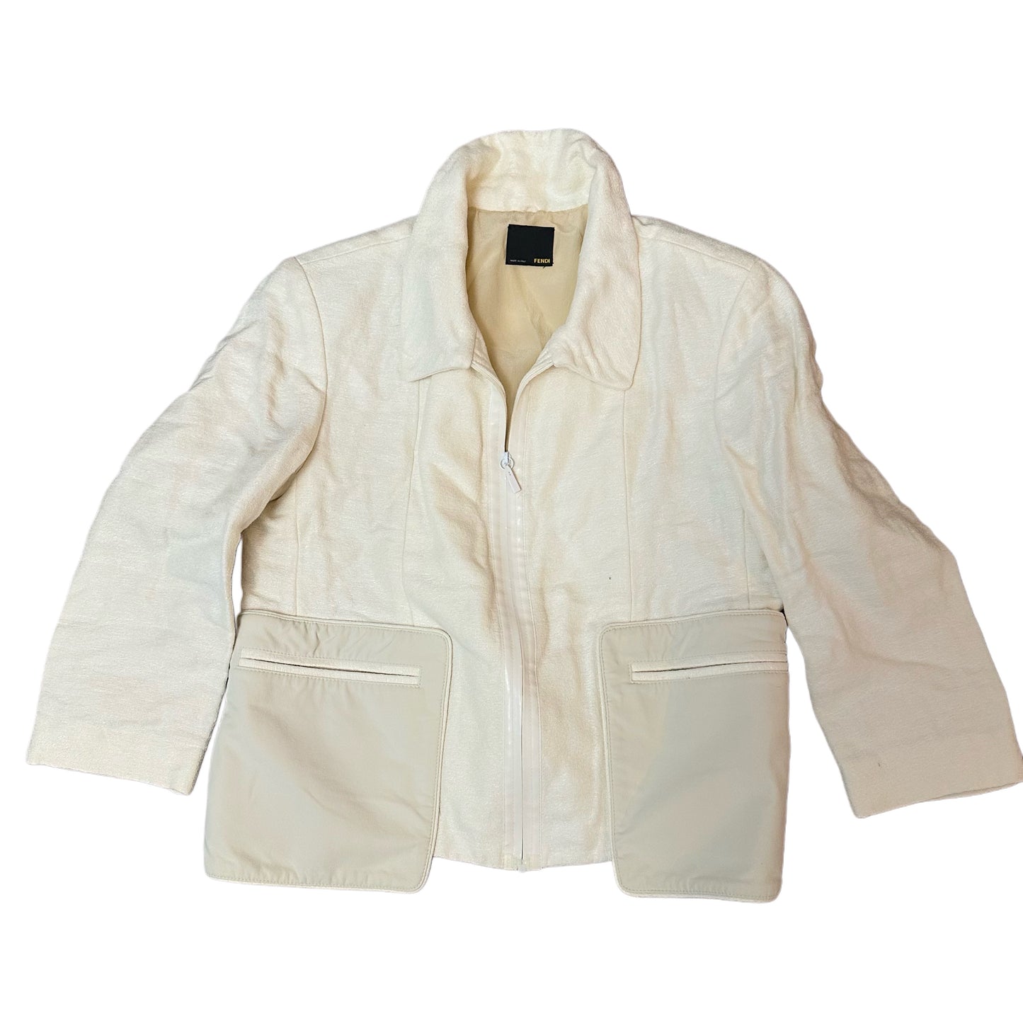 Fendi Vintage White Elegant Double Pocket Jacket