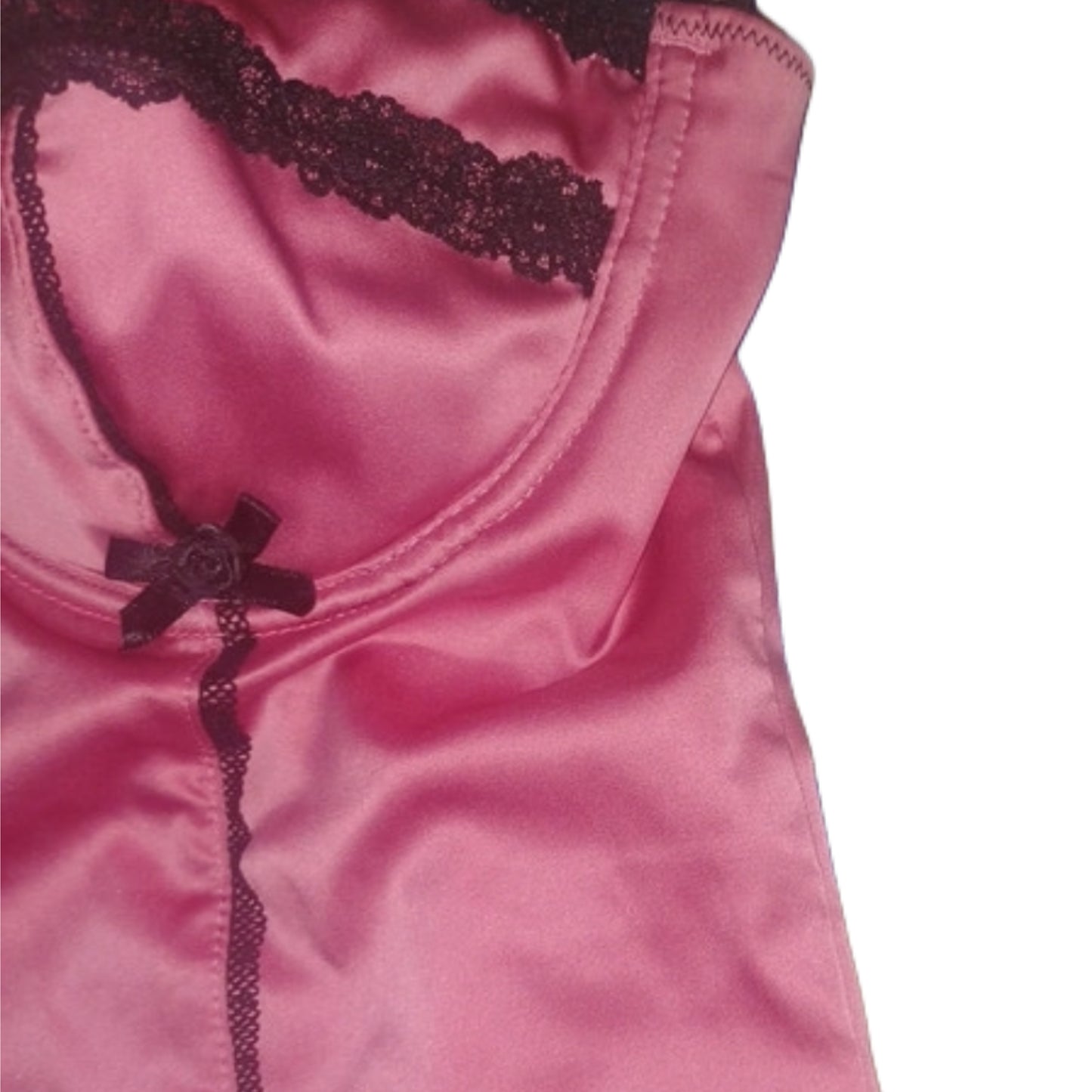 Dolce & Gabanna Pink Lace Bustier Top with Ribbon Detail