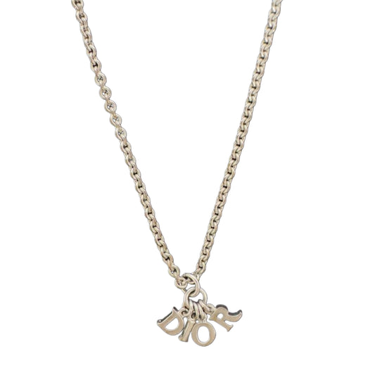 Christian Dior Logo Necklace Silver Hardware