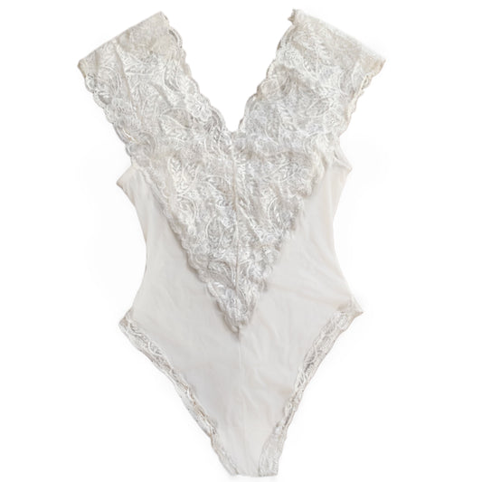 Christian Dior Cream White Lace Deep V Bodysuit