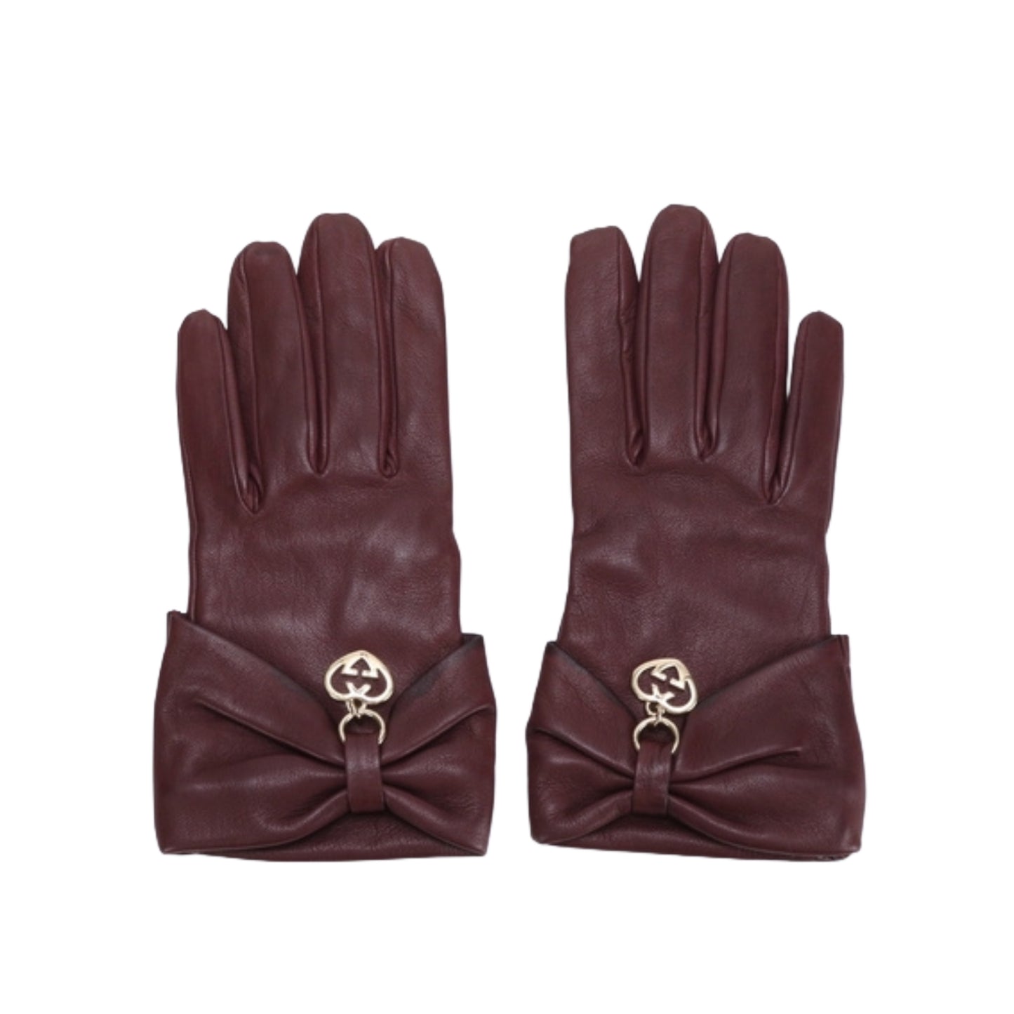 gucci rare burgundy heart girly gloves