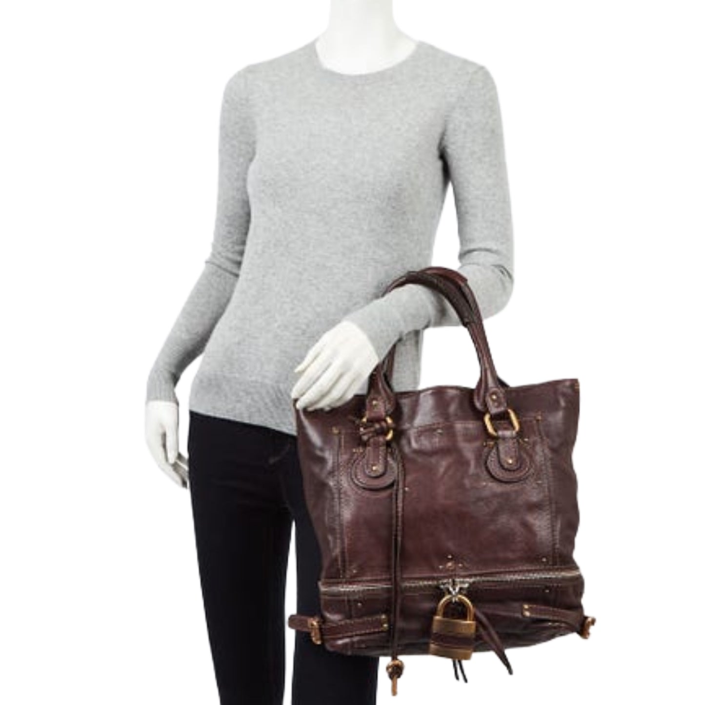 Chloé Chocolate Paddington Tote Bag Bottom Zipper