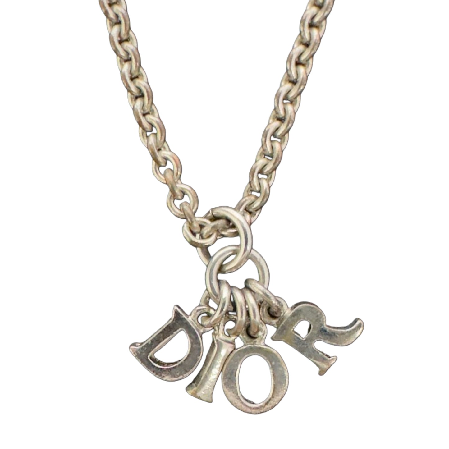 Christian Dior Logo Necklace Silver Hardware