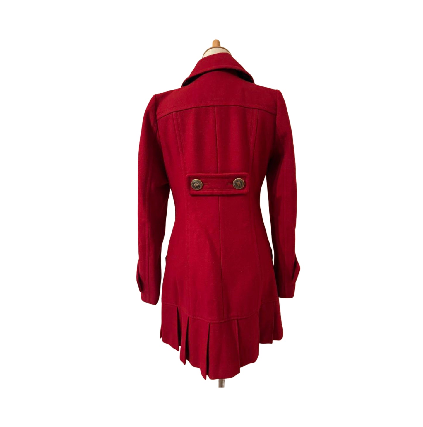 burbrery blue label red pleated flirty coat