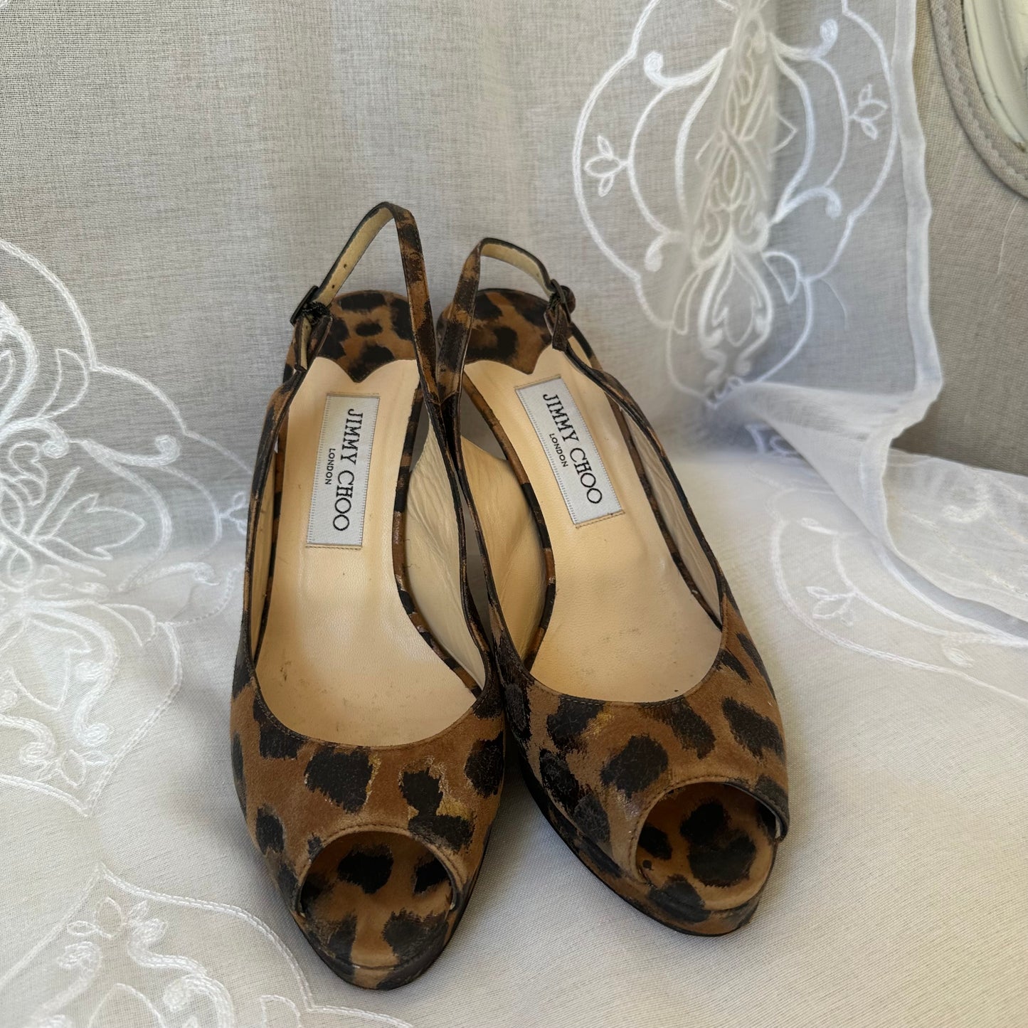 leopard print jimmy choos (38.5)