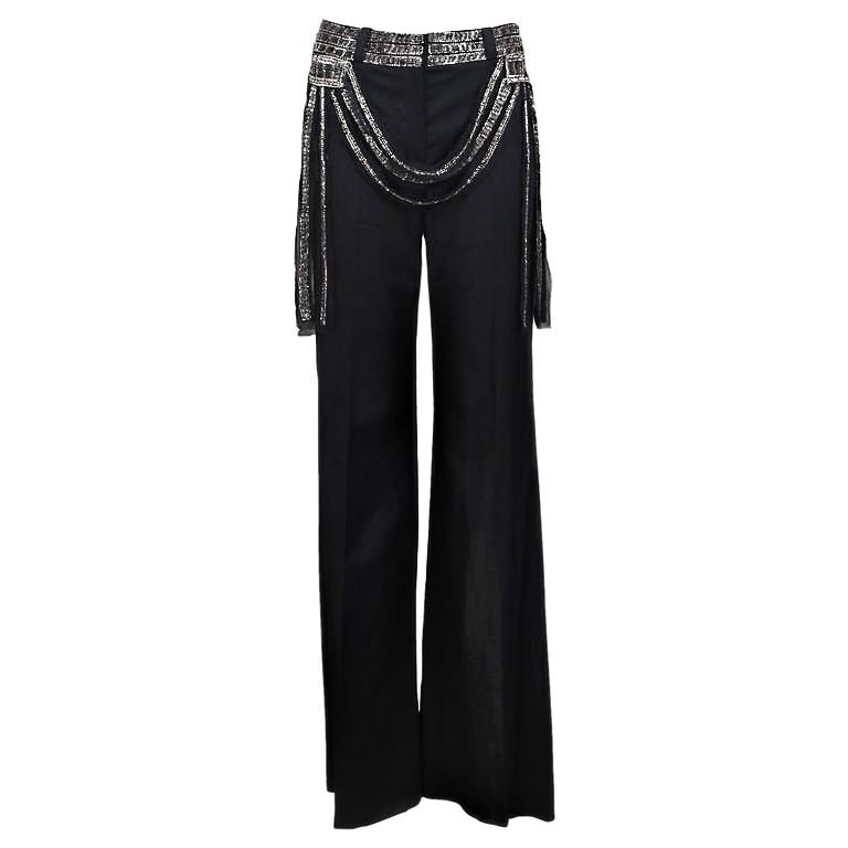 Chloé by Stella McCartney 2002 Dark Brown Flare Trousers w Embellished Sequin Waist