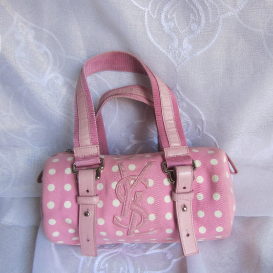yves saint laurent pink polkadot shoulder bag