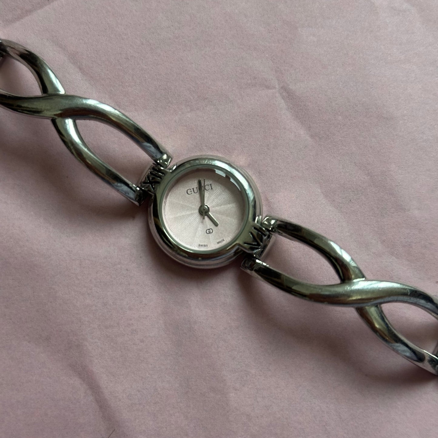 Gucci Pink Watch Silver Hardware