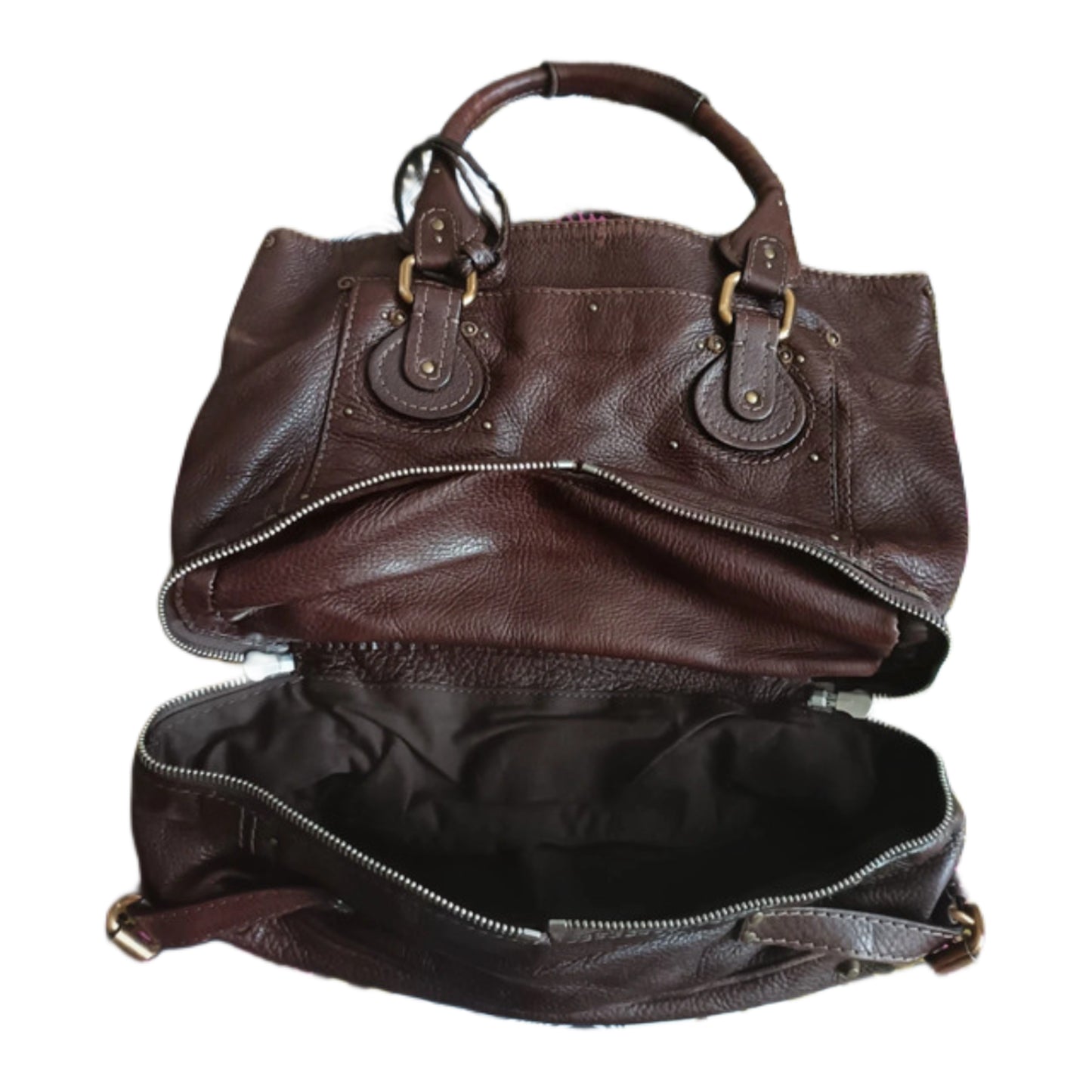 Chloé Chocolate Paddington Tote Bag Bottom Zipper