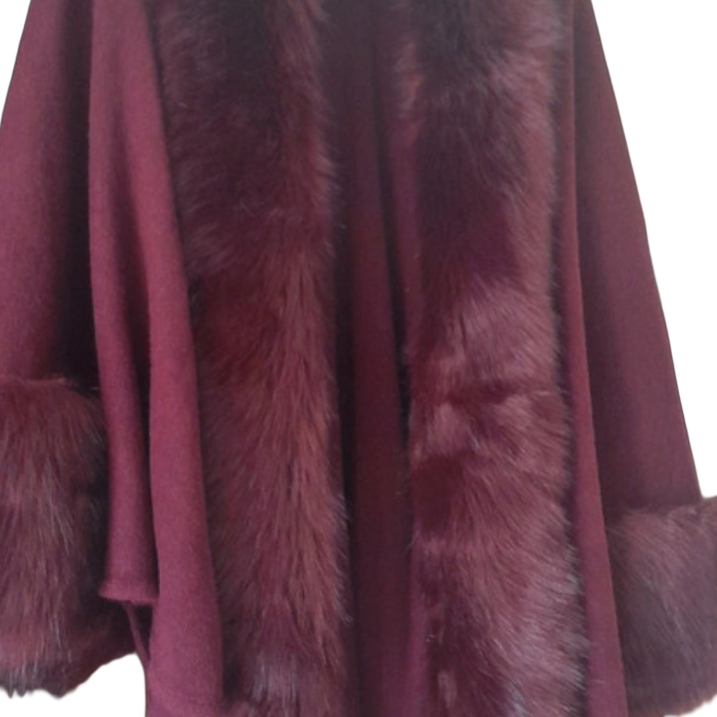 Elegant Burgundy Winter Fur Cape