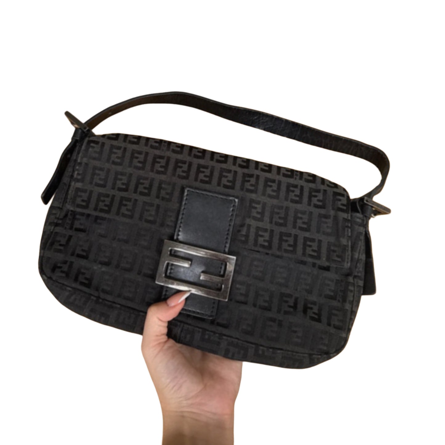 Black Fendi Baguette Zucca