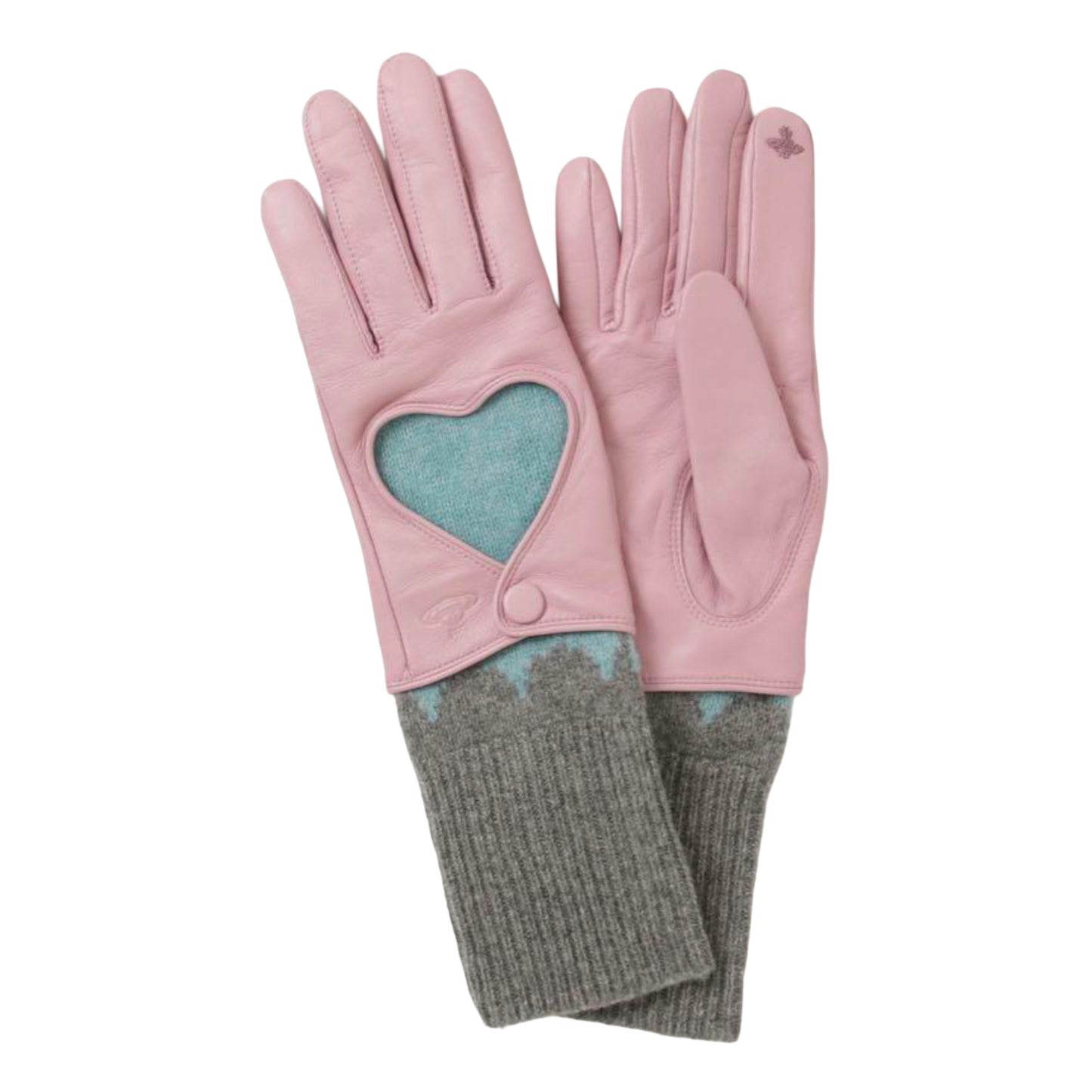 Vivienne Westwood Pink Open Heart Layered Gloves