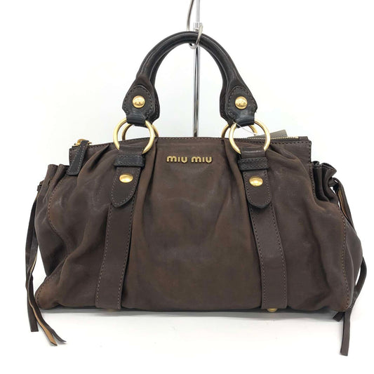 Miu Miu Dark Chocolate Vitello Lux Bag