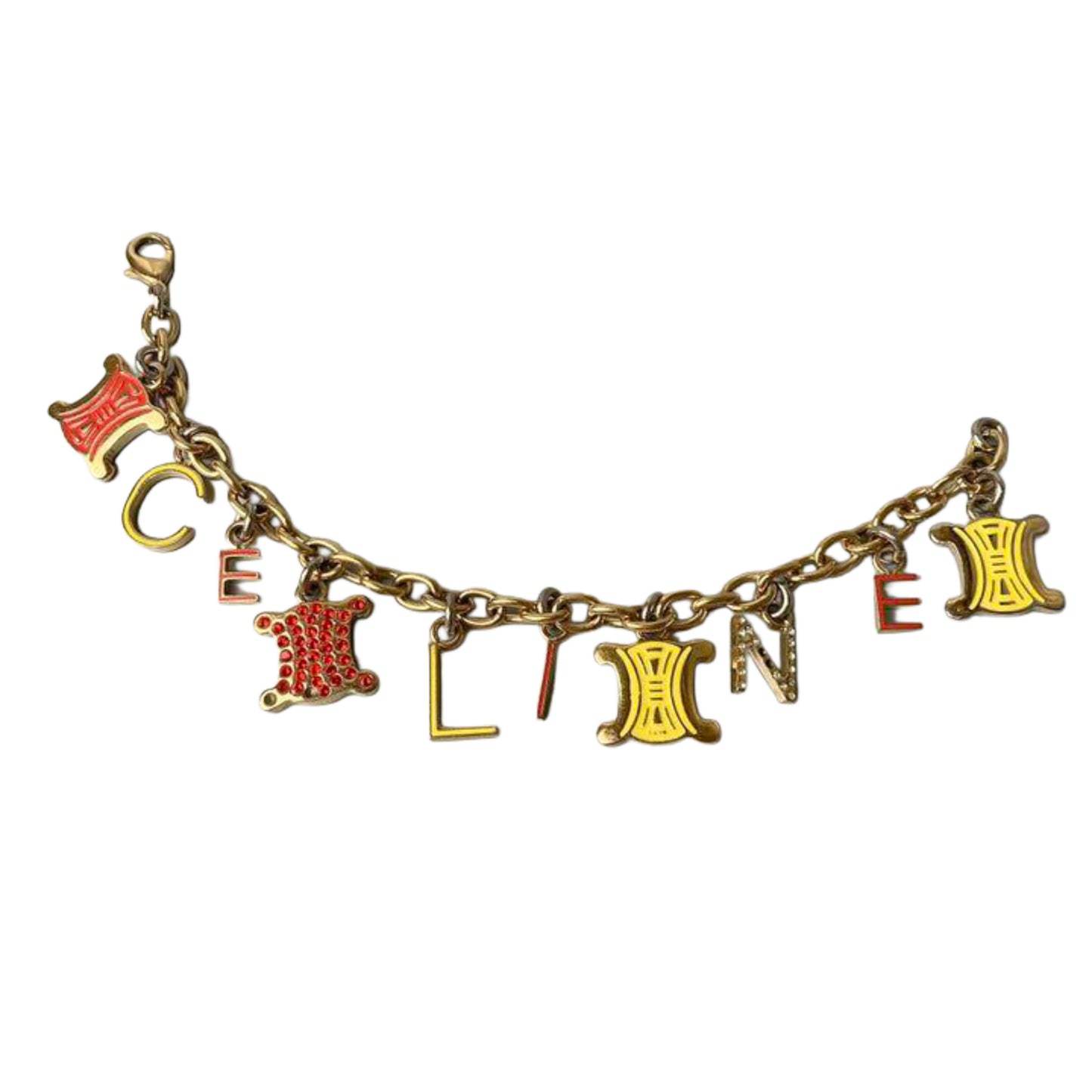 Celine Vintage Stone Charm Bracelet