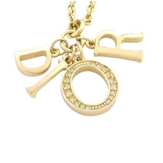 christian dior logo rhinestone necklace