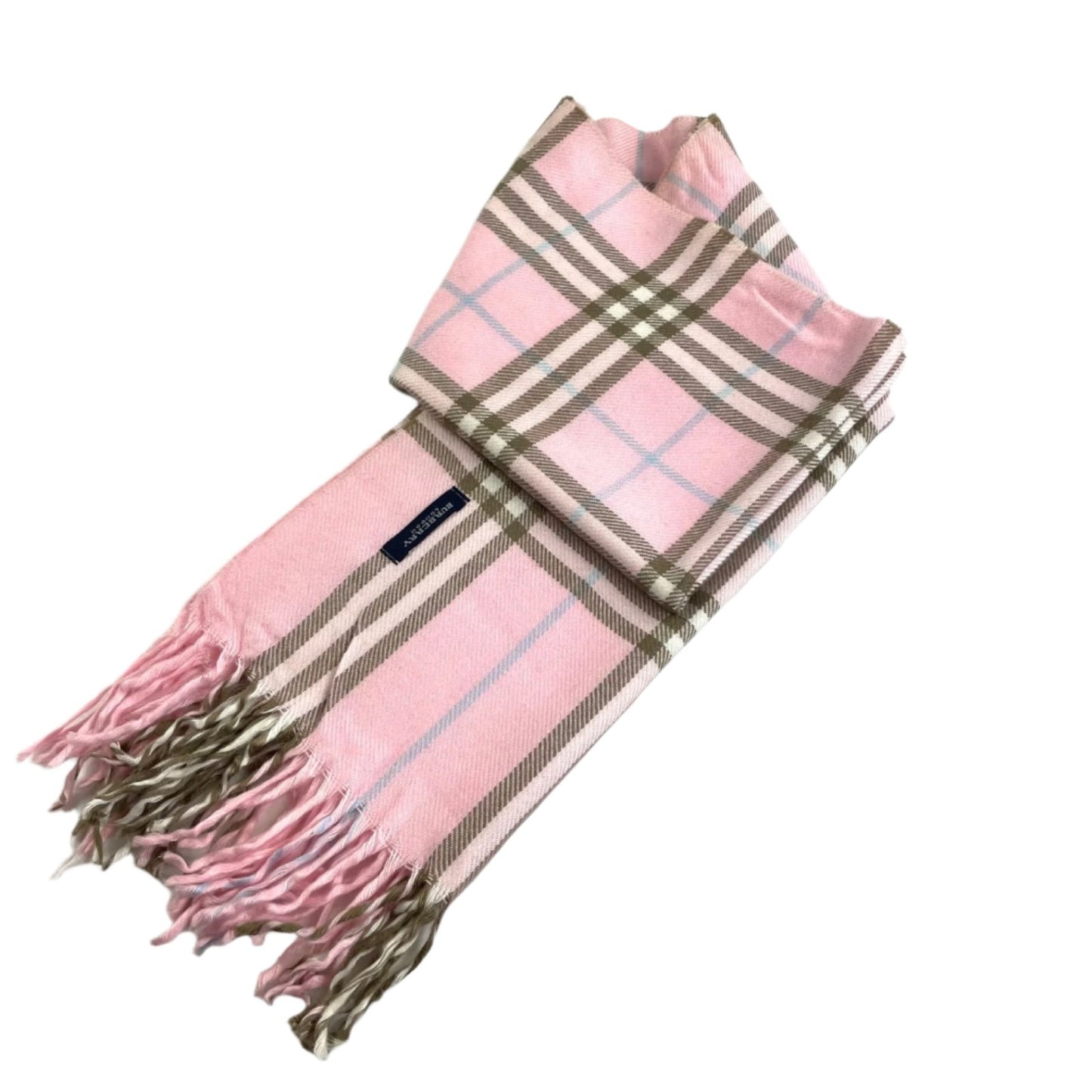 Burberry Pink Girly Classic Plaid Scarf 100% Cashmere