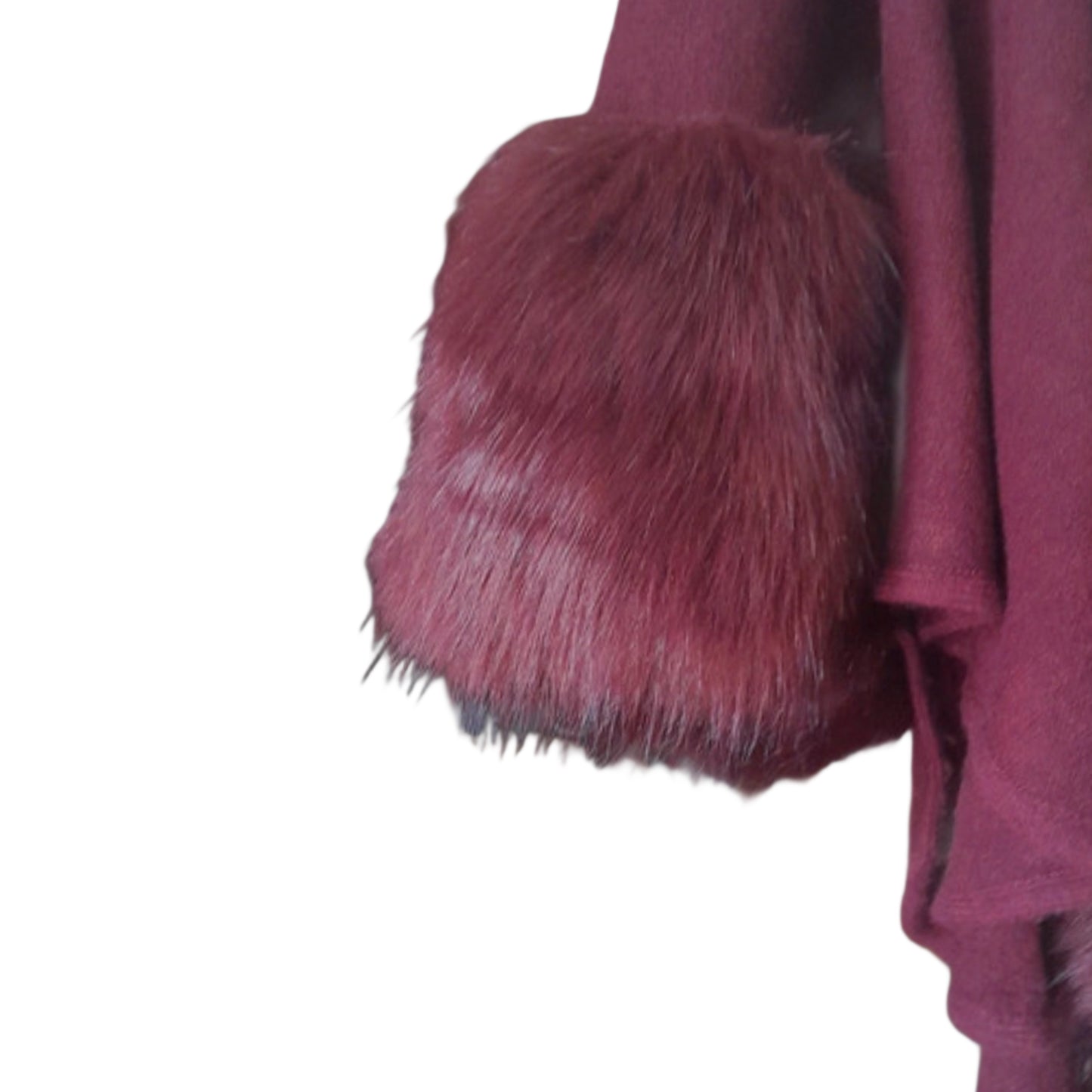 Elegant Burgundy Winter Fur Cape