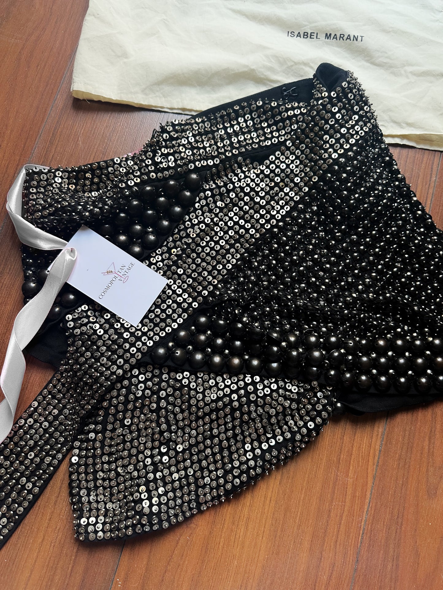 Isabel Marant Metallic Embellished Silk Wrap Skirt