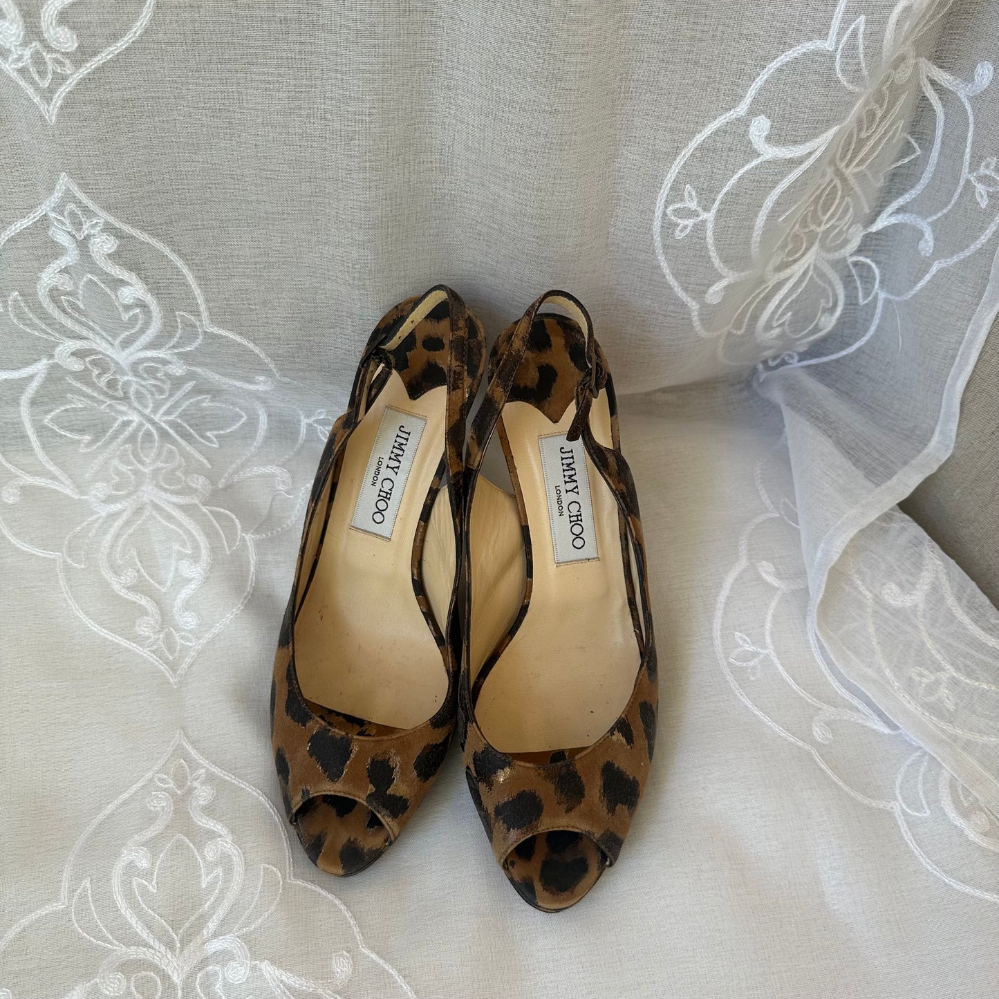 leopard print jimmy choos (38.5)