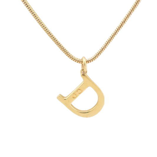 christian dior vintage “d” logo necklace