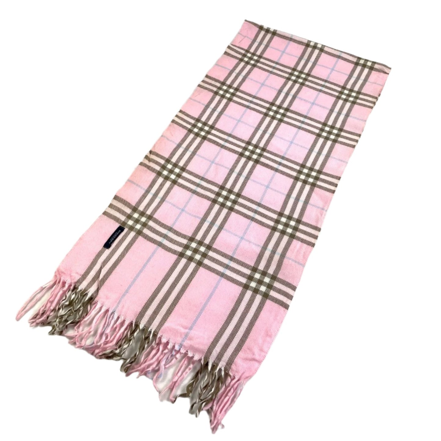 Burberry Pink Girly Classic Plaid Scarf 100% Cashmere