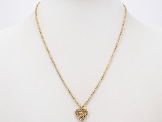 christian dior vintage rhinestone heart necklace