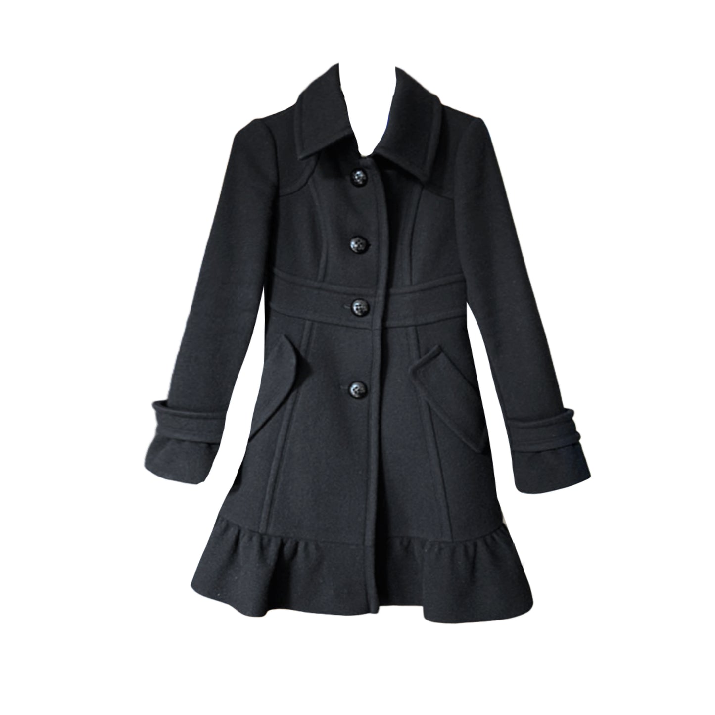 Burberry Nova Plaid Iconic Pleated Flirty Black Dress Coat