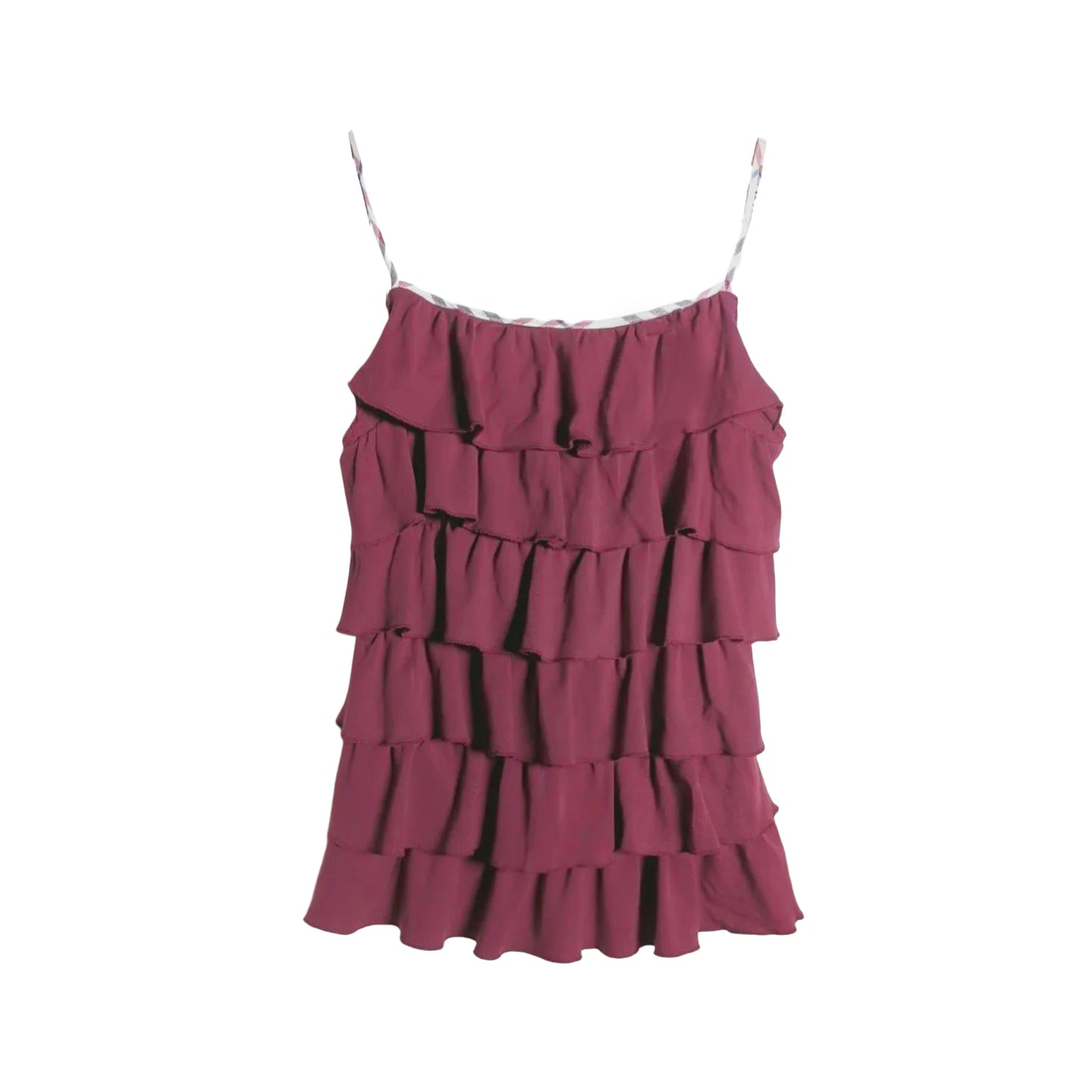 burberry 100% cotton ruffled pink cami top