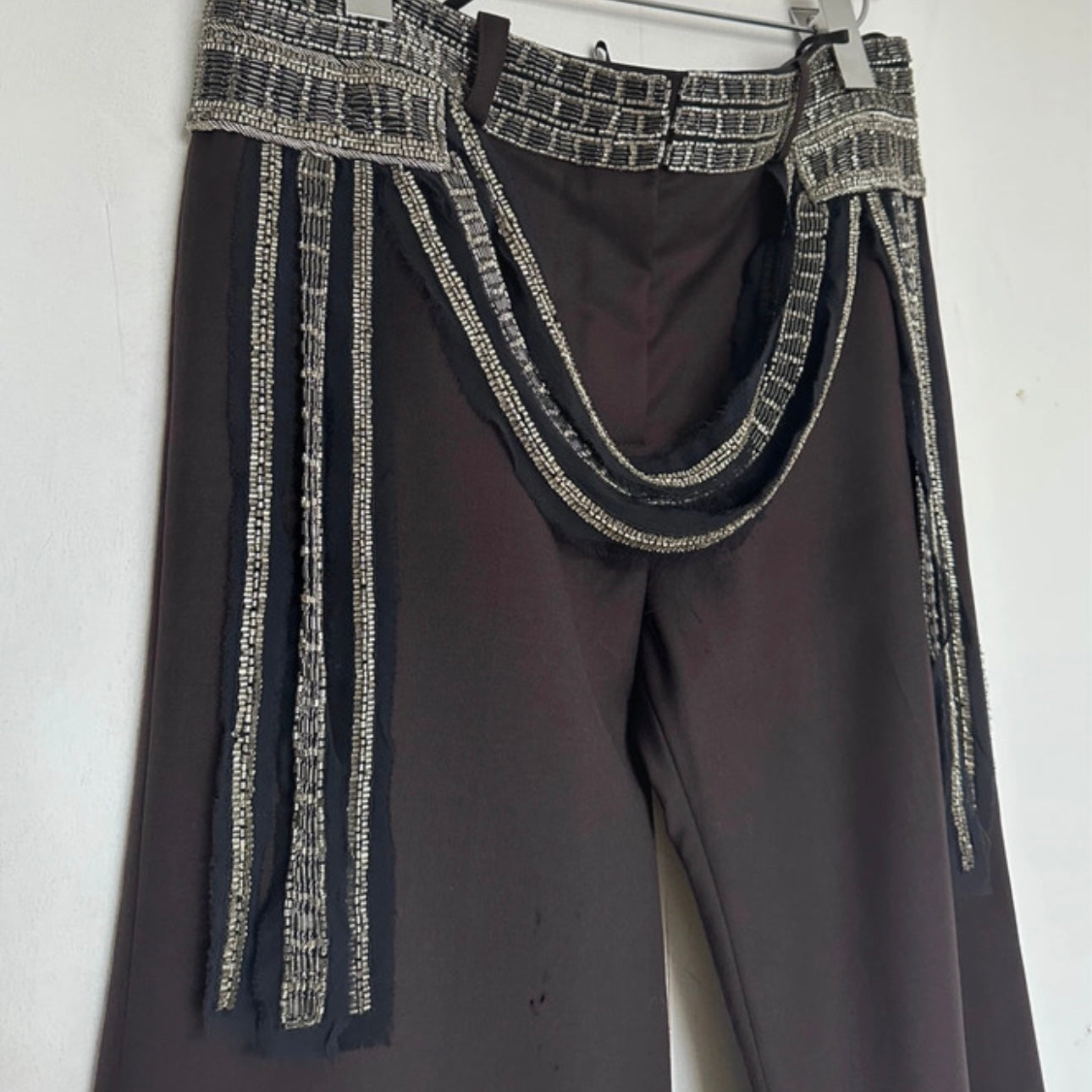 Chloé by Stella McCartney 2002 Dark Brown Flare Trousers w Embellished Sequin Waist