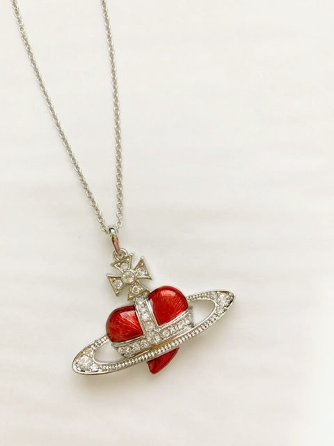 Vivienne Westwood Red Heart Orb Necklace