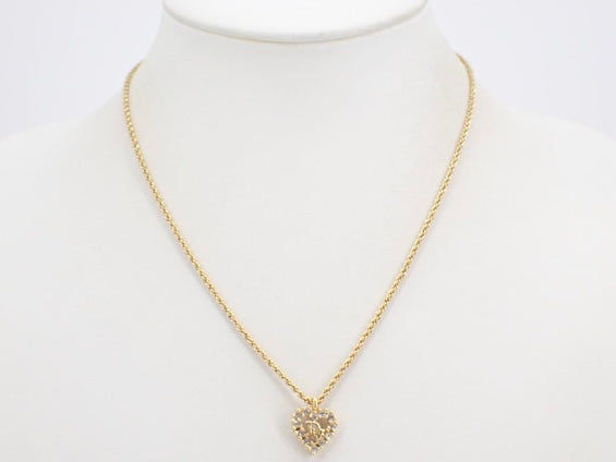 christian dior vintage rhinestone heart necklace